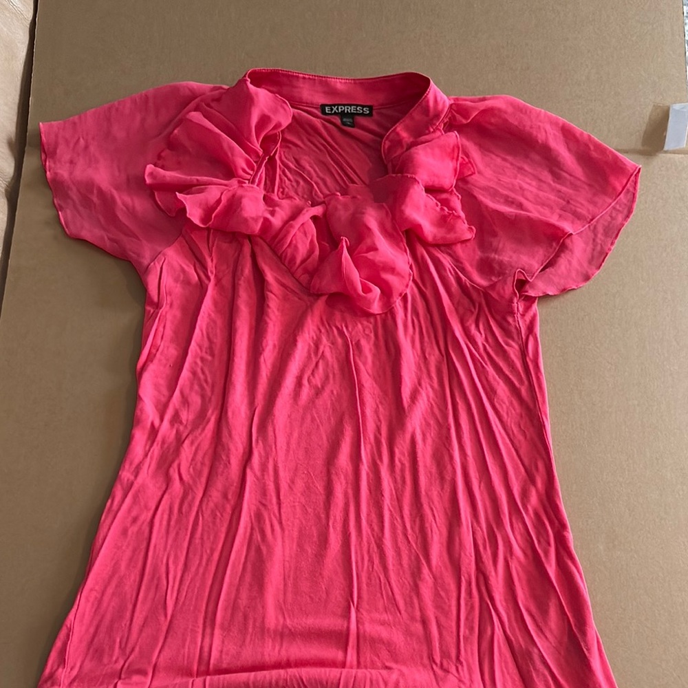 Express Women's Bright Pink Flutter Sleeve Blouse